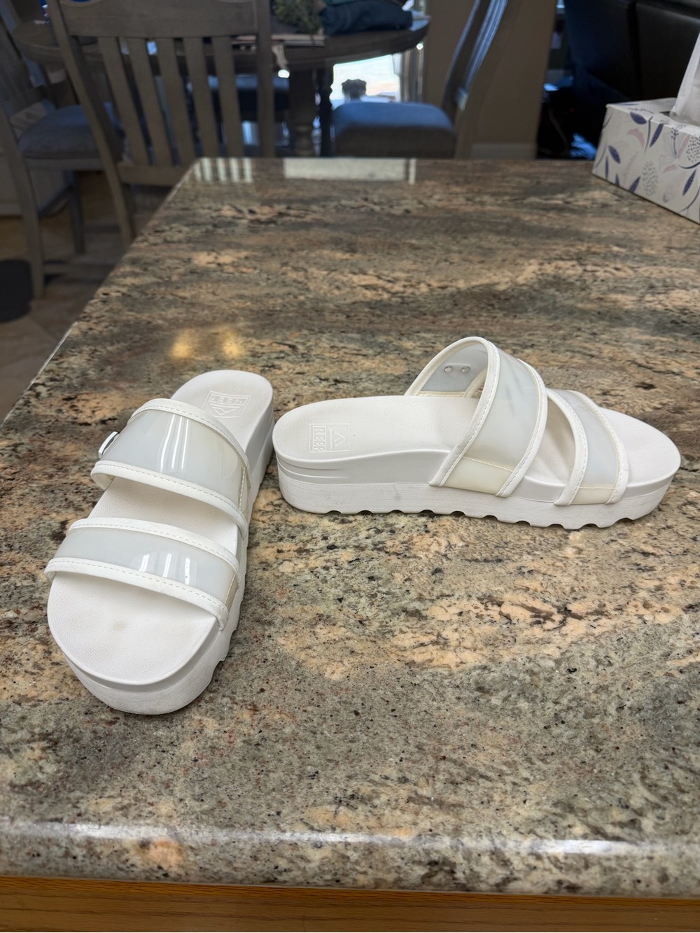 Reef White Triple-Strap Slide Sandals - Picture 2 of 3